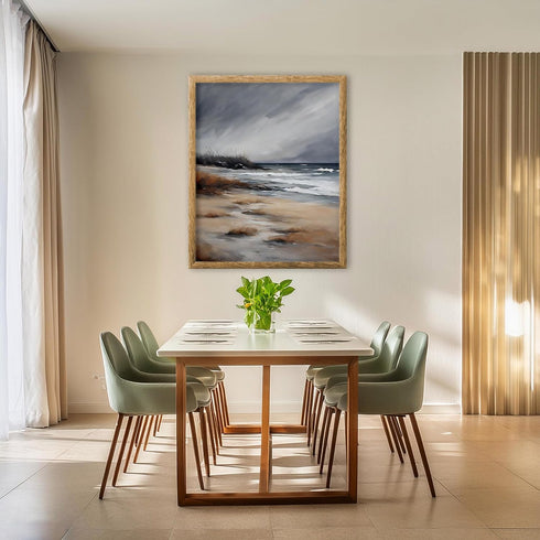 Posterizer 1 pcs-the sea and the beach in winter in oil painting style-4-Landscape & Nature Art-GIft for Men Women Teens-Dining Room Decor- unfram...